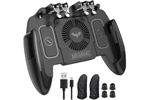 FURZEQIFA PUBG Mobile Controller Joystick Turnover Button Gamepad for PUBG iOS Android Six Finger Operating Gamepad With Cooling Fan