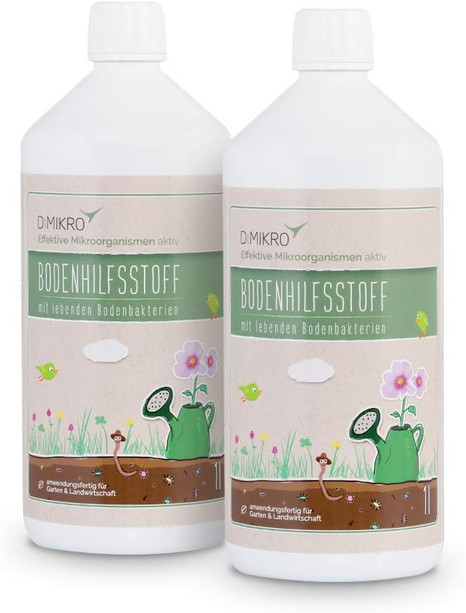 Effektive Mikroorganismen aktiv 2 Liter (2 x 1 Liter) - EM aktiv - Bodenhilfsstoff - Anwendungsfertig für z.B. Bodenaktivator, Kompostbeschleuniger, für Bokashi Eimer, Stallreiniger - 100% vegan