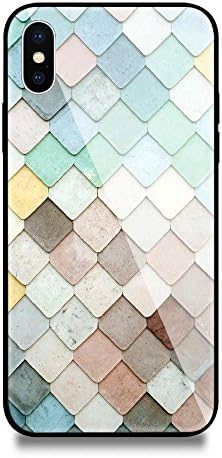 iPhone X Case, iPhone 10 Case, Weiduka TPU + Crystal Steel Tempering Glass Case, Mirror Glass Floral Pattern Painted Bumper Smooth Protective Phone Cover for iPhone X / 10 (Lattice)