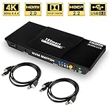 TESmart HDMI 4K@60Hz Ultra HD 2x1 HDMI KVM Switch 3840x2160@60Hz 4:4:4 with 2 Pcs 5ft KVM Cables Supports USB 2.0 Devices Control up to 2 Computers/Servers/DVR
