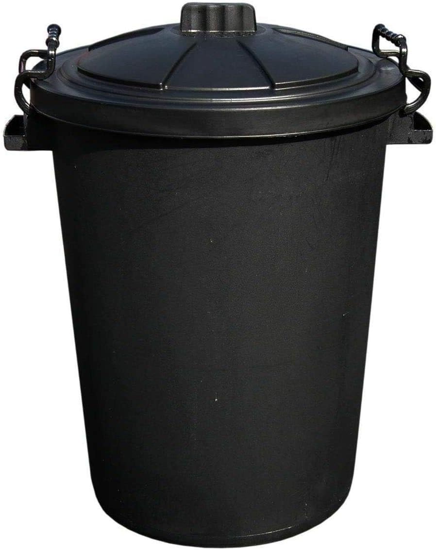OptiProducts Black 50L Heavy Duty Plastic Bin with Locking Lid