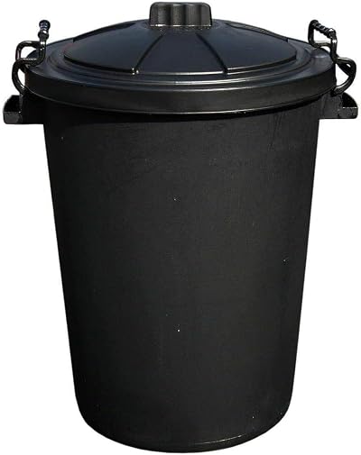 OptiProducts Black 50L Heavy Duty Plastic Bin with Locking Lid