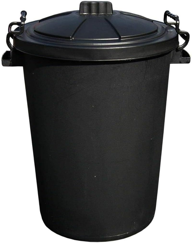 OptiProducts Black 50L Heavy Duty Plastic Bin with Locking Lid