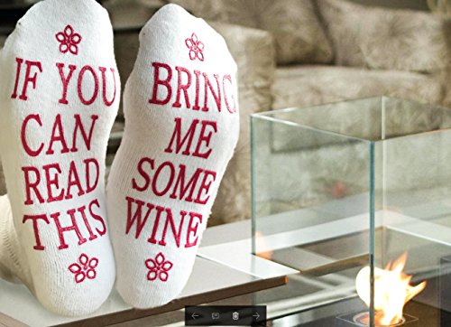WINE SOCKS + GIFT Ready Packaging - Best Gifts for Women Under 10 Dollars and Wine Accessories and Gifts"If You Can Read This Socks Bring Me Some Wine" Funny socks women