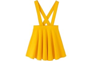 Noomelfish Girls Suspender Skater Skirt Stretchy Cotton Flared Overall Dress (4-12 Years)