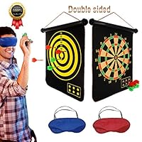 BeeTwo 15" Magnetic Dartboard Sets 6 Reversible Darts Rolling Double Sided Bullseye Game Magnetic Safety Dart Board for Kids Family Leisure Sports