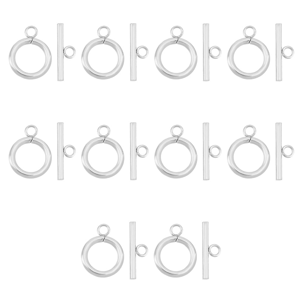 UNICRAFTALE 20 Sets 304 Stainless Steel Toggle Clasps Bar and Ring Toggle Clasps End Clasps Jewelry Connectors for DIY Bracelet Necklace Jewelry Making