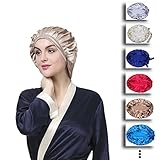 POP-Zone 100% Pure Natural Silk Sleep Night Cap Head Cover Bonnet Hat for Hair Care and Beauty
