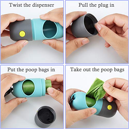 Blulu 3 Set Dog Poop Waste Bag Holder Dispenser with LED Flashlight and