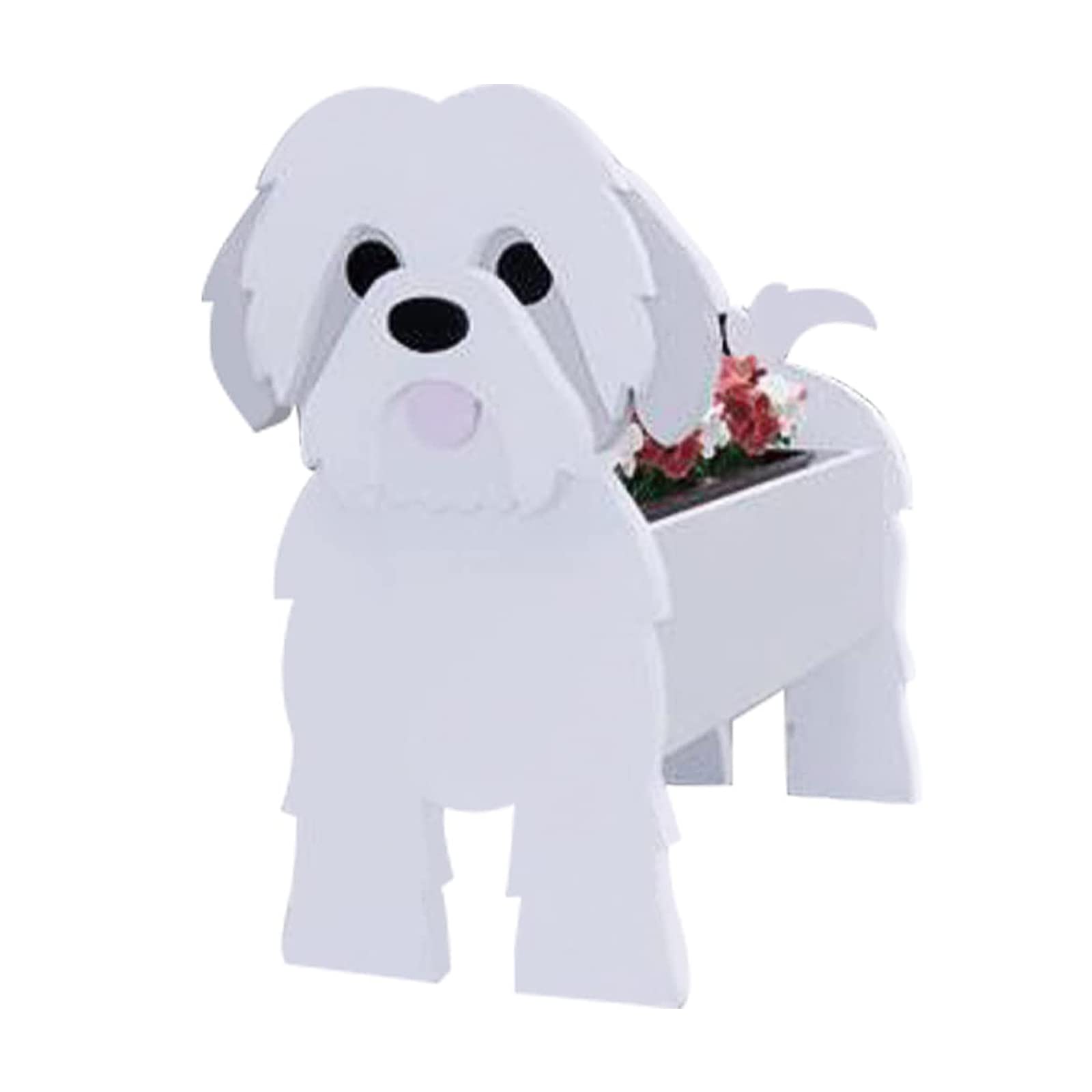 LIBOOI Dog Planter，Animal Flower Planter Pot Outdoor Plants，Shih Tzu Gifts Dog Lovers，Handmade Storage Container Planters Garden Decor Cactus Office Home Gifts，27 x 17.5 cm (UKBT-221123GW02-15-WQW)