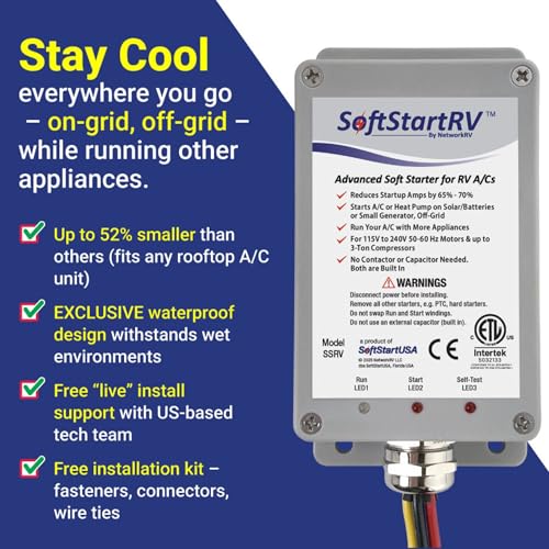 SoftStartRV Soft Start for RV Air Conditioner, RV AC Soft Start Kit for Air Conditioner, Easy Start Even with a Small Generator, 100% Waterproof, Trailer Camper, Motorhome HVAC -NetworkRV