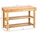 Ollieroo 2 Tier Natural Bamboo Shoe Rack Organizer and Foot Stool with Storage Drawer on Top - 5pcs Cedar Hang Ups