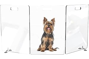 GUARDMATE Premium Acrylic Dog Gate Fence 3-Panel | 28" X 20" | Large Reusable Clear Dog Play Pen Plexiglass Dog House Inside Home - Indoor Invisible Fence Safety Room Dividers for Dogs