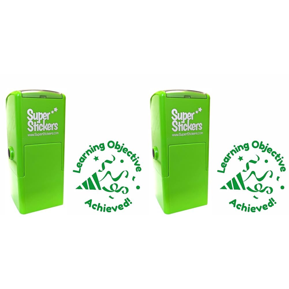 Teacher Stamp | Education Marking Stamp | Reward Stamps for School - Learning Objective Achieved Confetti Poppers (Pack of 2)