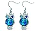 Puzzled Owl Dangle Post Fish Hook Earrings