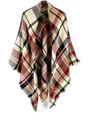 Women's Cozy Tartan Scarf Wrap Shawl Neck Stole Warm Plaid Checked Pashmina