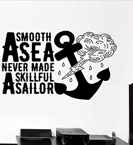 Zhyp Wall Sticker Ocean Wall Decal Smooth Sea Never Made Skillful Sailor Anchor Vinyl Stickers Adventure Boys Room Decoration 117 * 70Cm