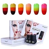 6PCS Colour Changing Gel Polish Lacquer UV LED Soak Off Nail Art Beauty Gel Manicure Salon Decor Gift Set FairyGlo 7ml 001
