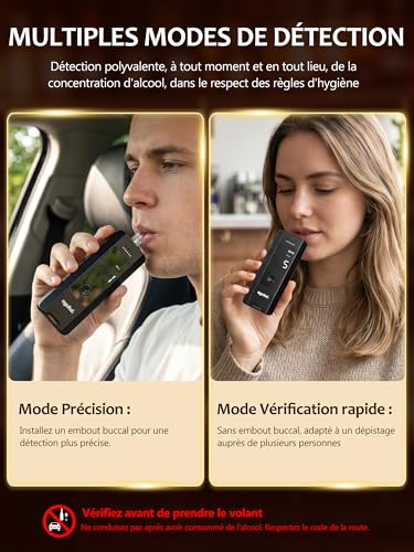 Professional Electronic Alcohol Tester - High Accuracy Alcohol Tester with LCD Digital Display - Portable Alcohol Tester USB C Rechargeable with 10 Tips
