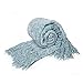DOZZZ Fluffy Chenille Knitted Throw Blanket with Decorative Fringe for Home Décor Bed Sofa Couch Chair Aqua
