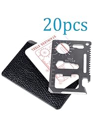 TTOBS 11 en 1 Tarjeta de crédito Cuchillo Monedero Utilidad de supervivencia de acero inoxidable Herramienta perfecta para salir de la bolsa de pesca Pesca para acampar Incluye sierra de cuchillo Destapador de cabeza Destornillador de 4 posiciones y más