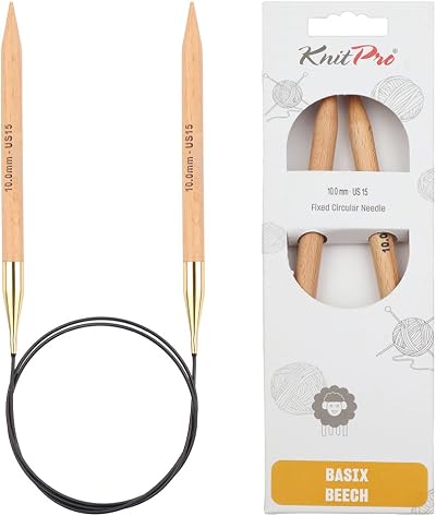 KnitPro Basix Beech Fixed Circular Needles 40in 100cm 10.00mm