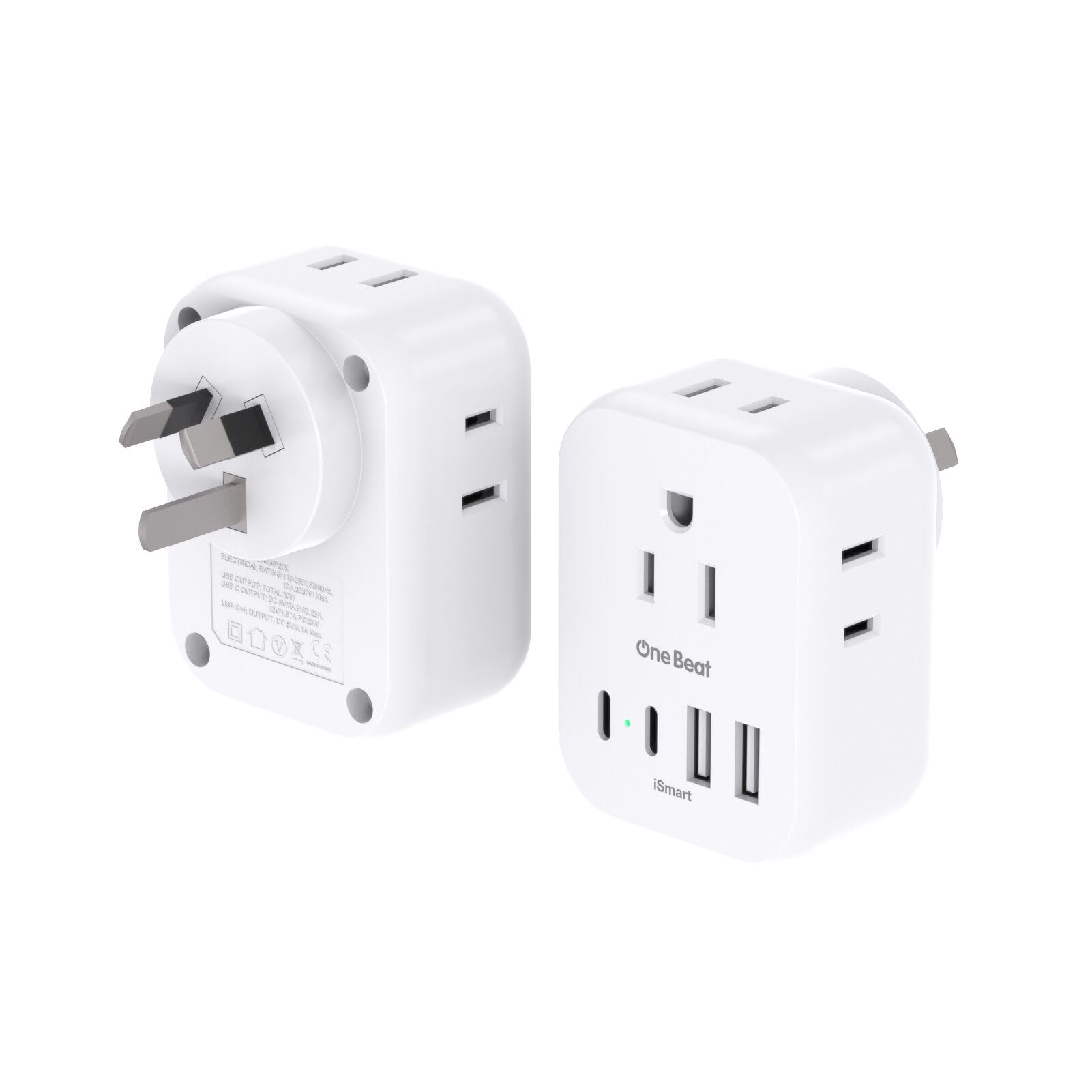 Photo 1 of 2 Pack PD 20W US to Australia Power Plug Adapter, One Beat New Zealand Power Adapter with 4 Outlets 4 USB Ports(2 USB C), Type I Plug Adapter for USA to Australian AU China Argentina Fiji