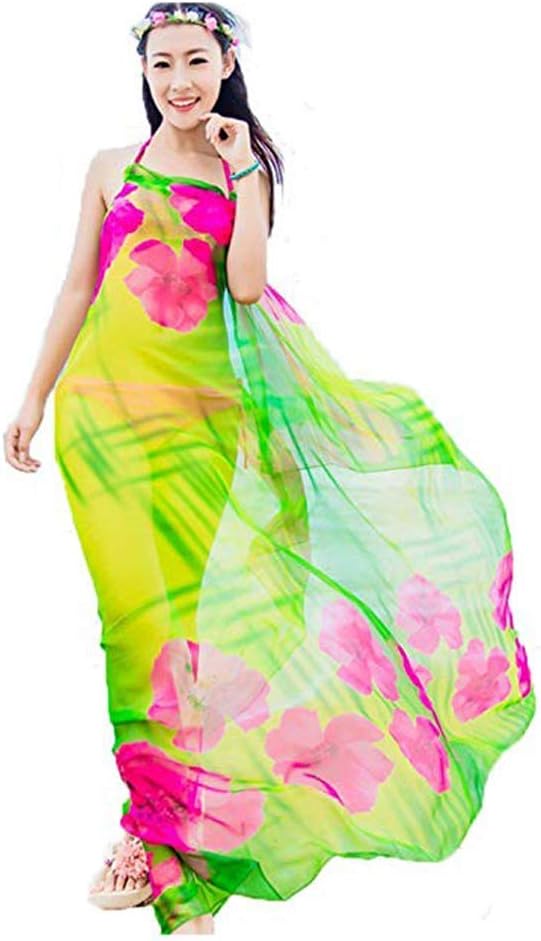 Herebuy8 Womens Sexy Beach Chiffon Sarongs Hawaiian Swimsuit Cover-up Wraps Hibiscus Print Plus Size Swim Bikini Scarf