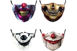 TANDARUI Halloween Horror Face Masks 4 Pack, 3D Color Printed Polyester Washable & Reusable, Wind and Dust Resistant Warm Scarf