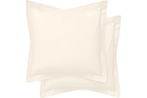 COTTON METRICS LINEN Cotton Metrics Heavy Quality European Square Pillow Shams Set of 2 Ivory 620TC 100% Organic Cotton Euro Pillow Shams 24x24 Pillow Cover, Cushion Cover Euro Size (Euro 24x24, Ivory)