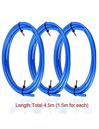 SIQUK 3 Piezas Teflon Tubo PTFE Azul (1,5 metros) con 3 Piezas PC4-M6 Accesorios y 3 Piezas PC4-M10 Macho recto Pneumatic PEFE Tubo Push Fitting Conector para Impresora 3D 0.069 in Filamento