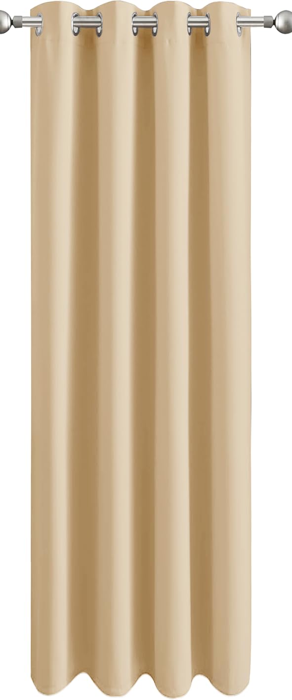 Aspire Homeware Cream Blackout Curtain for Living Room - Bedroom Eyelet Door Curtain 66x84 inch Drop Thermal Insulated Super Soft Single Thermal Curtain Drapes with Tieback 1 Panel
