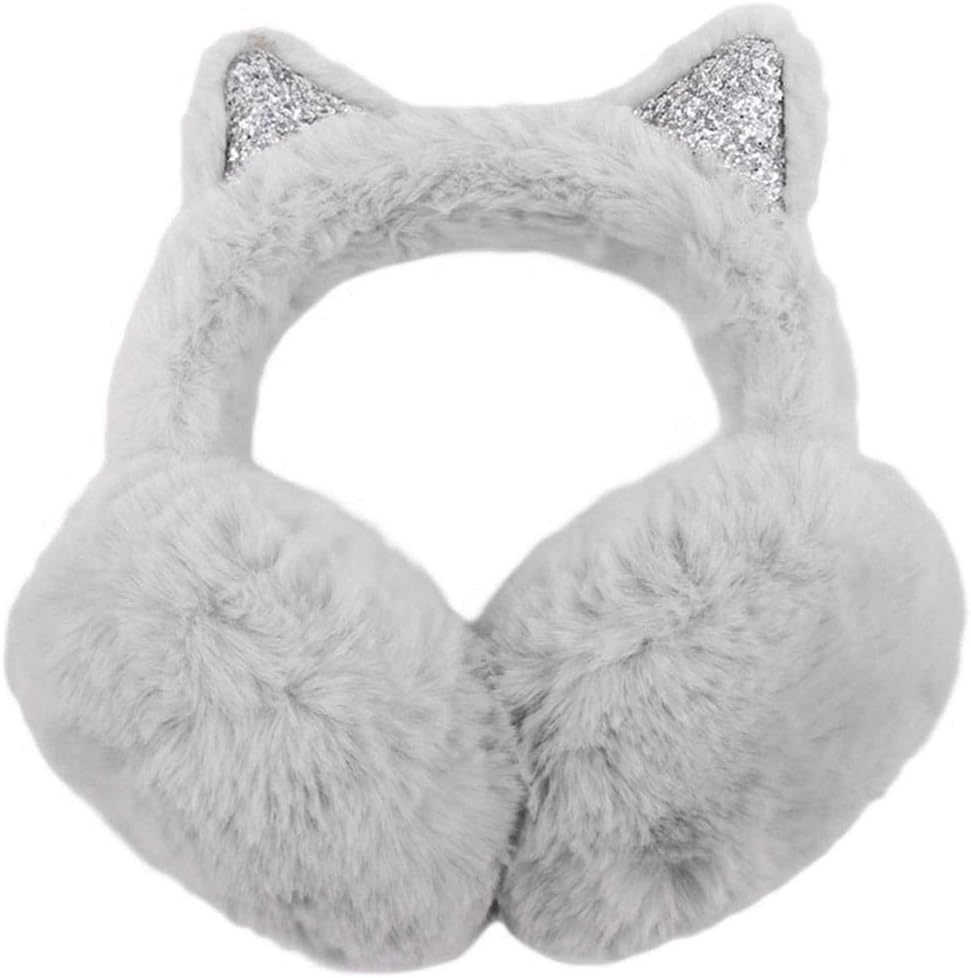 Kikole Women's Winter Warm Earwarmer Foldable Plush Cat Ear Earmuffs Windproof