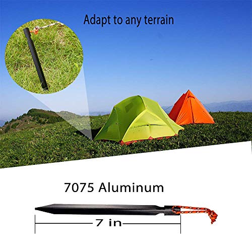 OBKJJ Tent Stakes,7075Aluminium Tent Nail Lightweight with Reflective Rope 12-Piece - Thumbnail 4