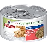 Hill's Science Diet Senior Wet Cat Food, Adult 7+ Youthful Vitality Salmon & Vegetable Stew Canned Cat Food, 2.9 oz, 24 Pack