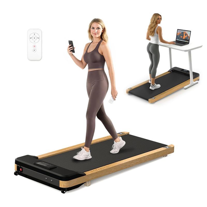Photo 1 of Maksone Portable Walking Pad with Remote Control,Wooden Office Treadmill for Home&Work?LED Dispaly Under Desk Treadmill