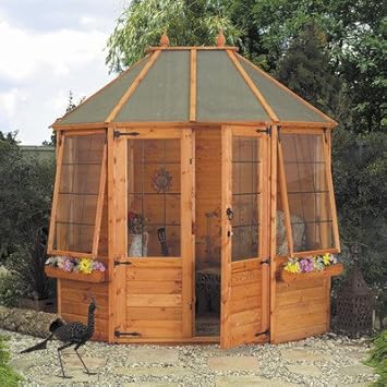 Octagonal 6 5ft W X 9 5ft D Wooden Summerhouse Log Cabin Shed