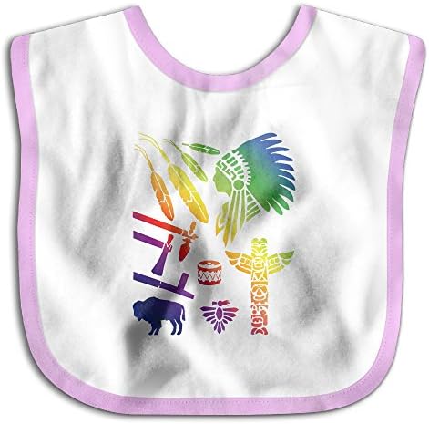 Native American Enthnic Symbol Soft Cotton Infant Baby Bid Pinafore Saliva Towels Pink