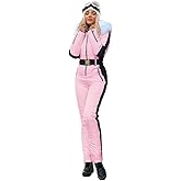 Zwurew Womens Winter Ski Suit Outdoor Sports Waterproof Snowsuit Fur Collar Ski Jumpsuit Coat