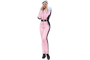 Zwurew Womens Winter Ski Suit Outdoor Sports Waterproof Snowsuit Fur Collar Ski Jumpsuit Coat
