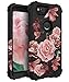RabeMall Google Pixel 2 Case Unique Pretty Flowers for Girls/Women Anti-Fingerprint Three Layer High Impact Resistant Hybrid Shockproof Protective Cover,Floral Black