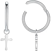 Xpircn Huggie Earrings for Women G23 Titanium with Star Cross Pendant Drop Dangle Earrings