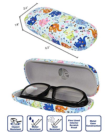 [4 PACK], JAVOedge Printed Elephant Pattern Durable Hard Clamshell Eyeglass Storage Case with Bonus Microfiber Cloth - Thumbnail 5