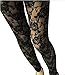 DITTMURI Women Sexy Mesh Sheer Floral Lace Hollow Out Footless Leggings Pants Tights Black