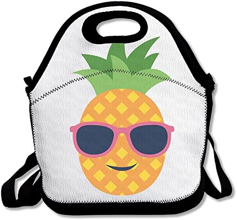 Pineapple With Sunglasses Design Casual Outdoor Lunch Bag Lunch Box Thermal Insulated Tote Cooler Lunch Pouch, Gift For Women Men Kids Girls