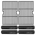 Hongso Porcelain Cast Iron Cooking Grid Grill Grates and Porcelain Steel Heat Plates Replacement Kit for Charbroil 463268008 463244011 463212511 463224611 Kenmore 415.166579 Gas Grill PCF652-PPC3214