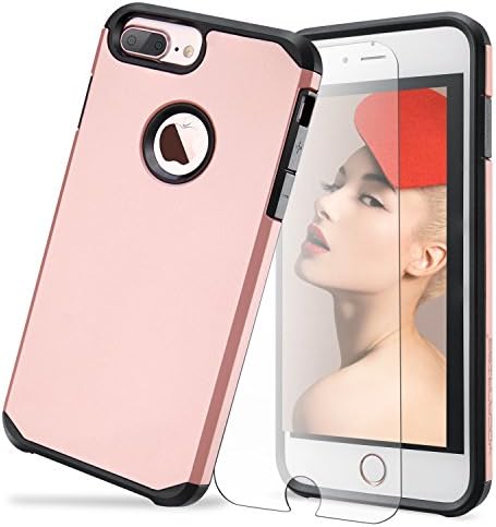 Toobe iPhone 7 Plus Case Ultra Armor Shock Absorbing Heavy Duty Dual Layer Case Protection With Free Scree Protector For iPhone 7 Plus/ iPhone 6S Plus, Cool Pink