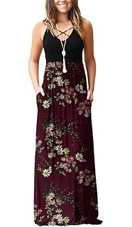 LILBETTER Women's Sleeveless Racerback Loose Plain Maxi Dresses Casual Long Dresses with Pockets
