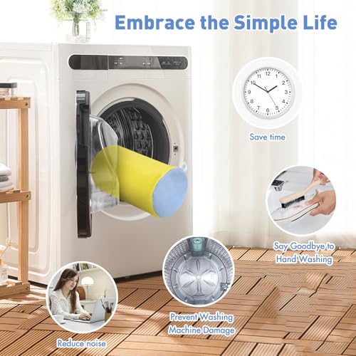 Teletrogy 2 Pieces Washing Machine Shoe Bag – Washing Machine Bag with 360° Cleaning, 3 in 1 Reusable Shoe Washing Bag with Adjustable Size, Hidden Zip, Yellow