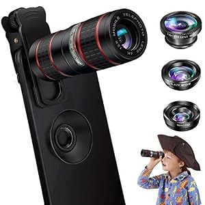 Image of Phone Camera Lens, OYRGCIK 5 in 1 Cell Phone Lens Kit 12X Zoom Telephoto Lens with telescope + Fisheye Lens + Super Wide Angle Lens+ Macro Lens for iPhone X XS Max XS XR 8 7 6 6S Plus Samsung Andriod